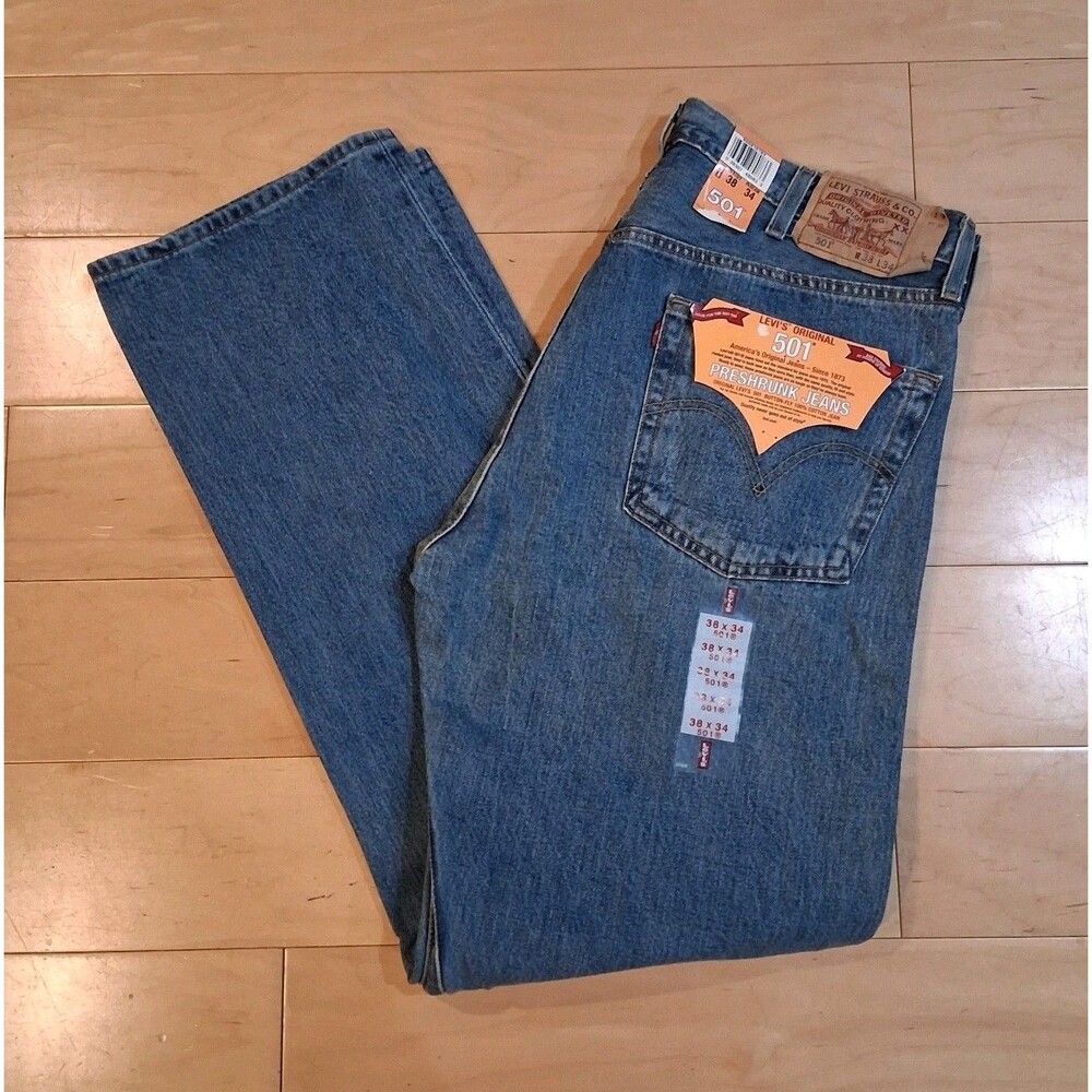 NWT Vintage Levi’s 501 Original Jeans Sz 38x34 Blue Denim Deadstock USA Red Tab